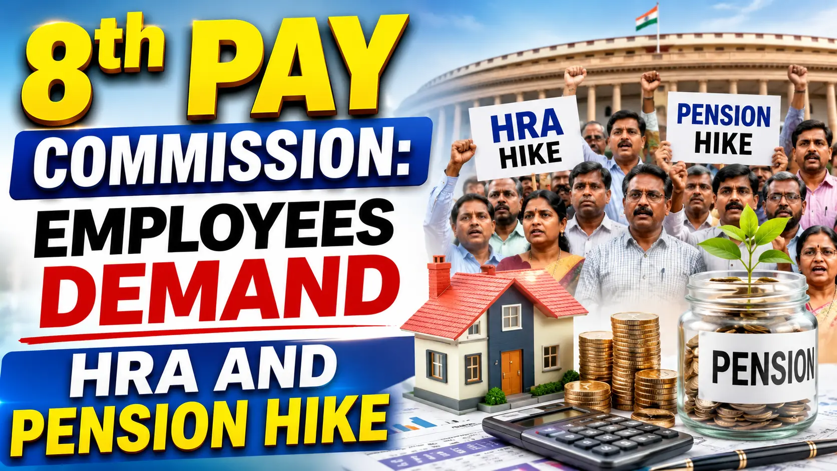 8th Pay Commission Employees Demand HRA and Pension Hike