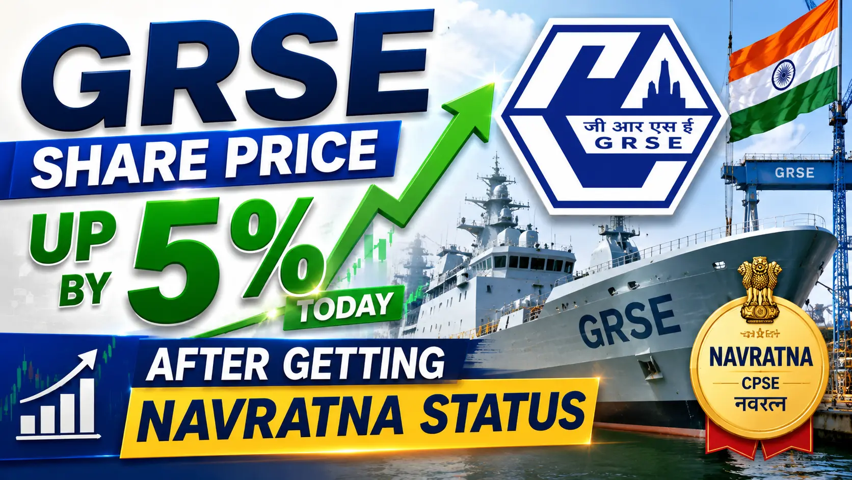Defence PSU GRSE Share Price Up By 5% Today After Getting Navratna Status
