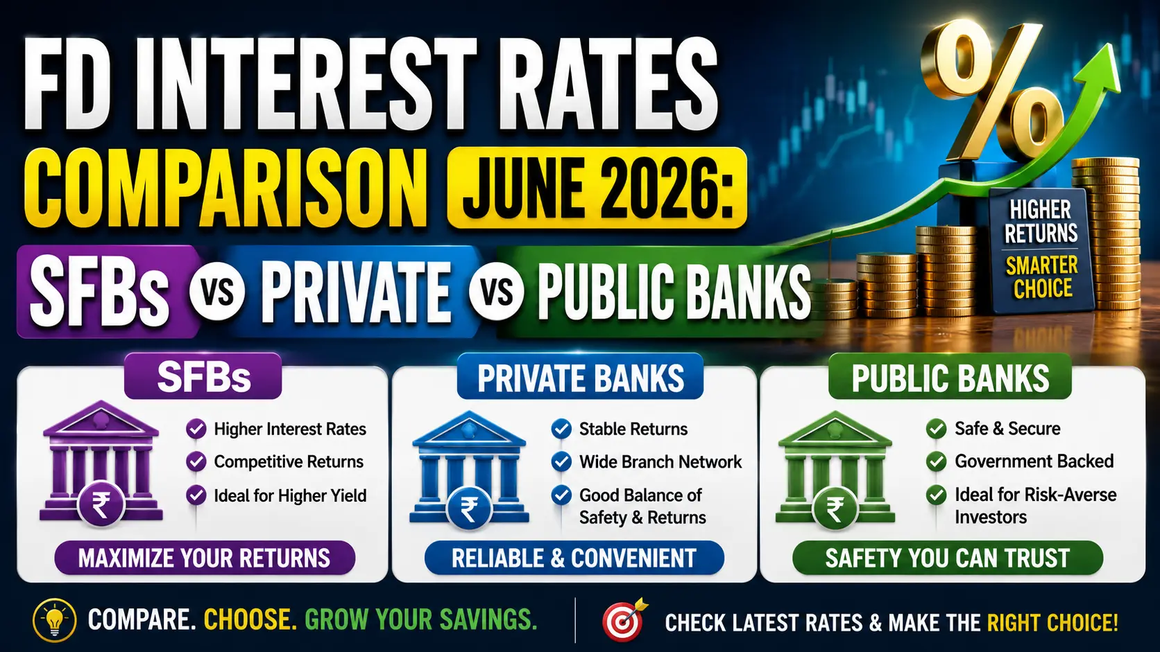 FD Interest Rates Comparison June 2026: SFBs vs Private vs PSU Banks
