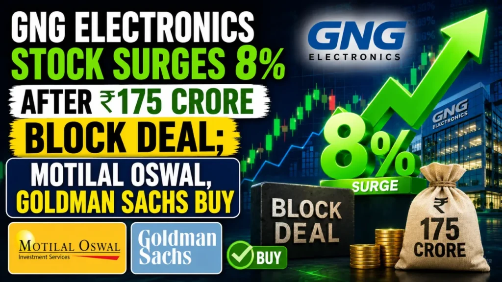 GNG Electronics Stock Surges 8% After ₹175 Crore Block Deal; Motilal Oswal, Goldman Sachs Buy