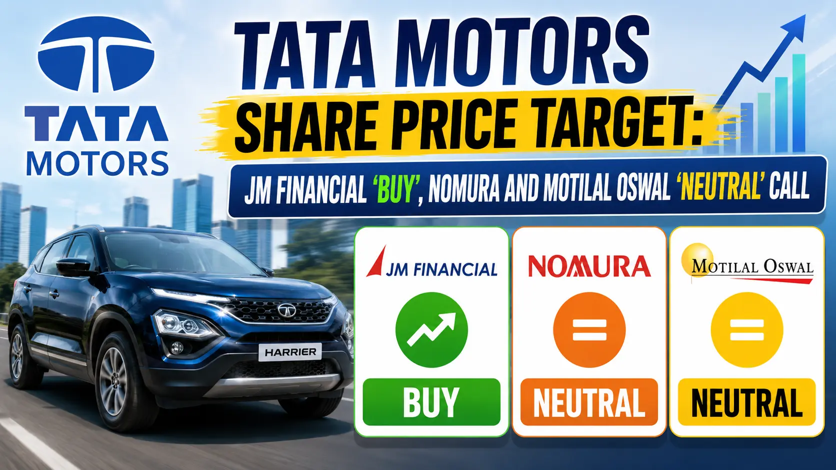 Tata Motors Share Price Target JM Financial 'Buy', Nomura and Motilal Oswal 'Neutral' Call