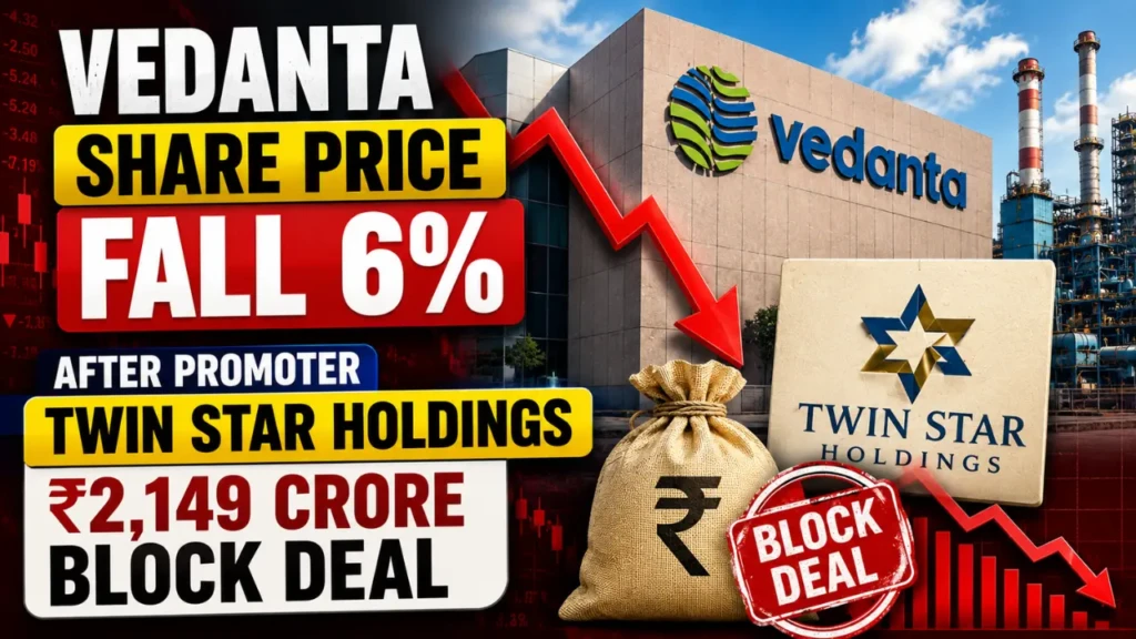 Vedanta Share Price Fall 6% After Promoter Twin Star Holdings ₹2,149 crore Block Deal